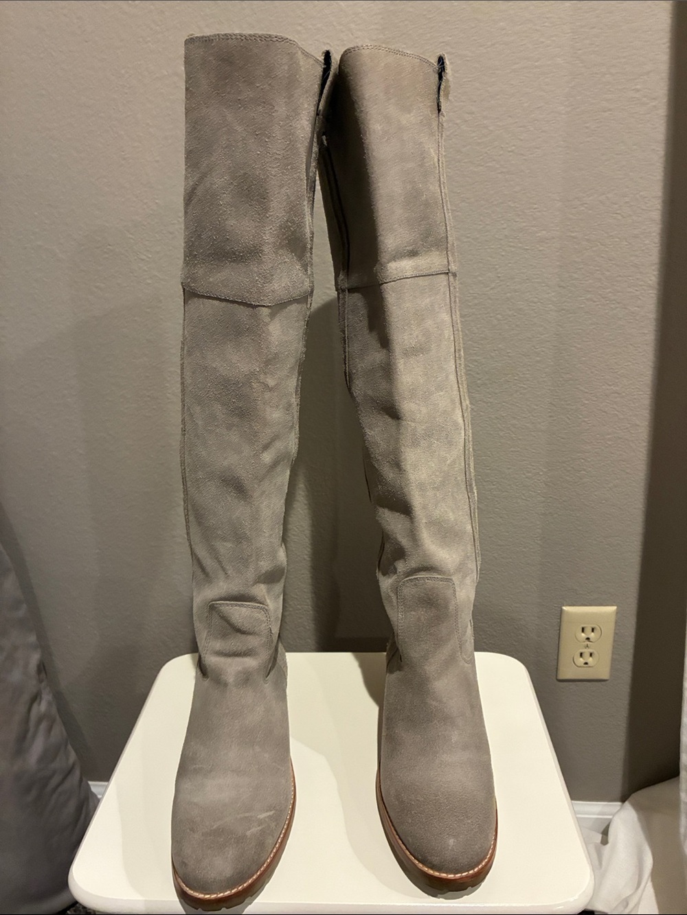 Report Gray Over-the-Knee Suede Boots